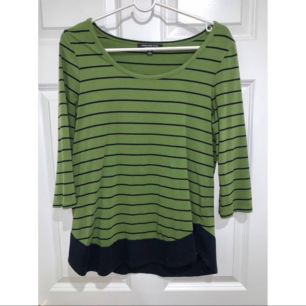 Jones New York 3/4 Sleeve Striped Top